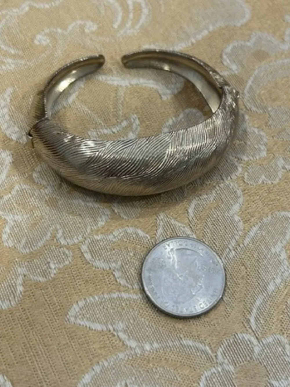 CORO PEGASUS Textured Domed Gold Tone Hinged Clamper BRACELET